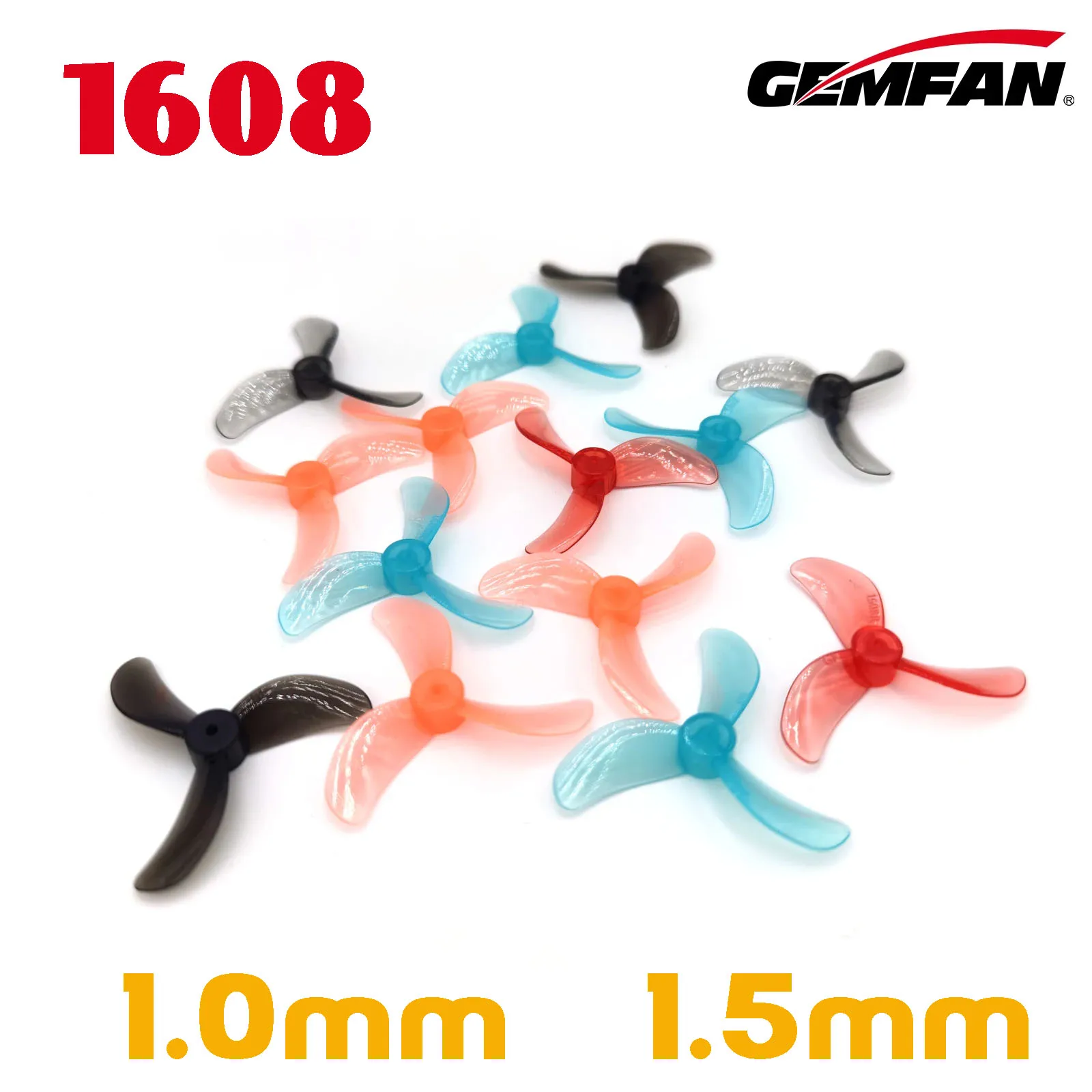 16PCS 8Pairs Gemfan 1608 40mm 3-Blade PC Propeller 1mm 1.5mm for Micro Whoop FPV Racing Freestyle Tinywhoop Drones DIY Parts