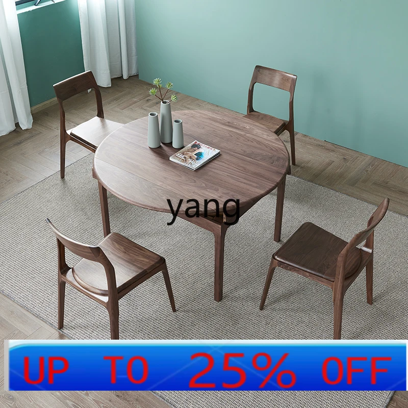 

LMMСовременный минималистичный выдвижной складной круглый стол из черного ореха, домашний обеденный стол