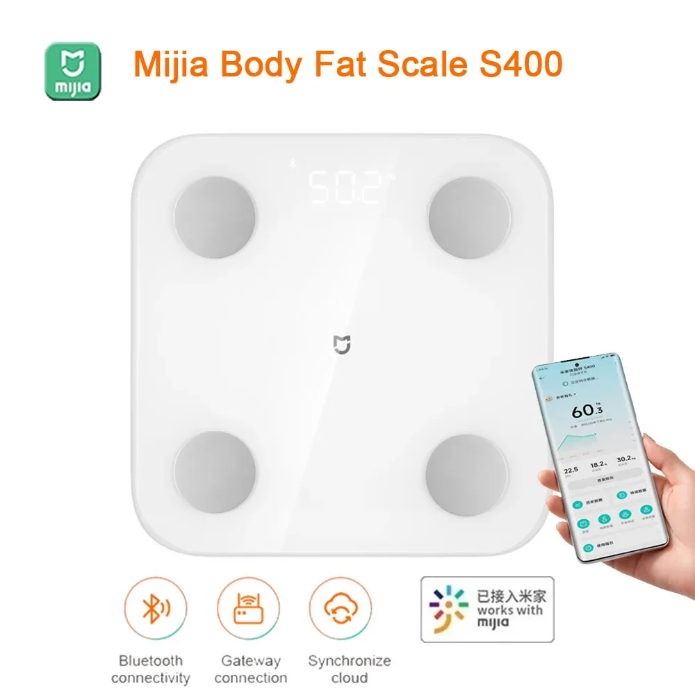 Mijia Body Fat Scale S400  Bluetooth 5.0 Smart Home Body Composition Scale 150KG LED Display Dual Frequency Measurement