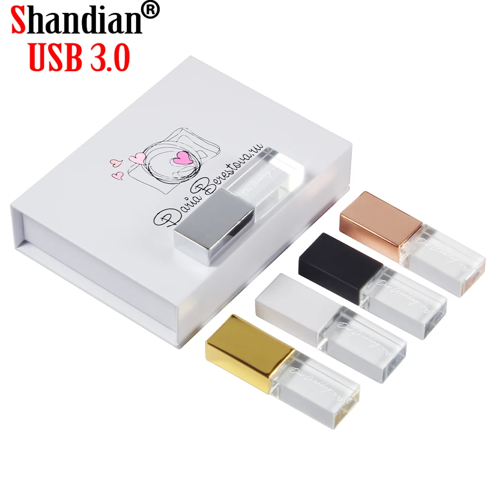 DIANDIANUSB Crystal USB 3.0 Flash Drive 128GB Free Custom Logo Pen Drive 64GB 32GB 16GB Memory Stick Creative Gift U Disk 8GB