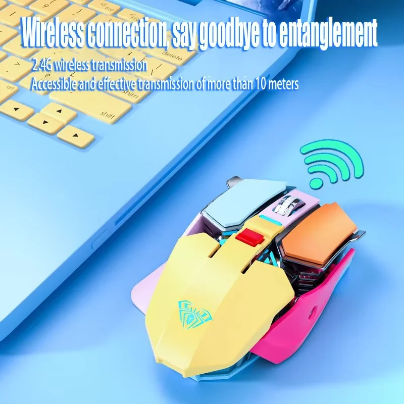 

Mech Style Wireless Mouse Multiple Lighting Effects Mouse Gamer Rechargeable Backlight Mechanical Gaming Mouse 7 keys 3200DPI