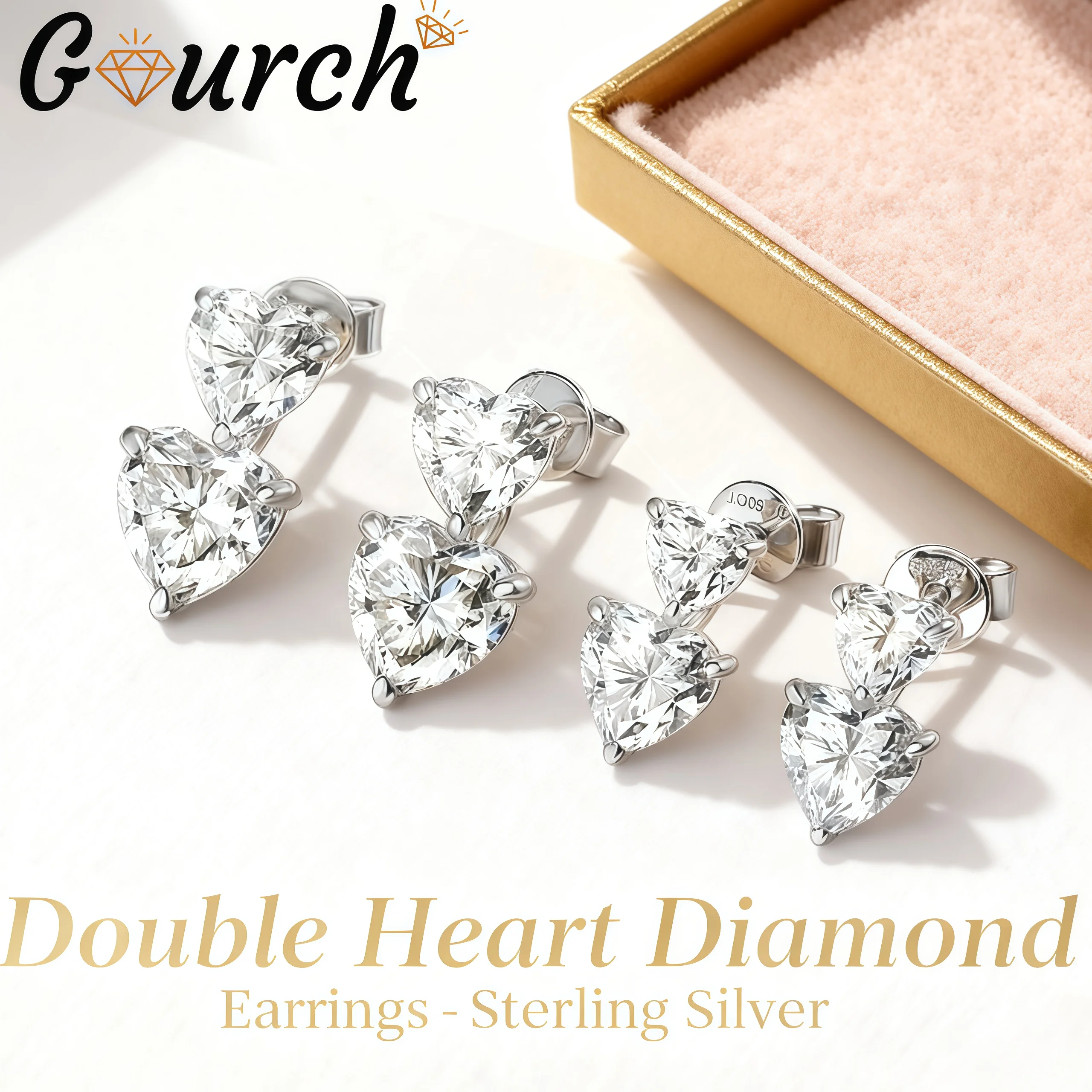 

Gourch Heart Cut 3/6cttw D Color Moissanite Earrings S925 Sterling Silver Wedding Anniversary Fine Jewelry Gifts for Women