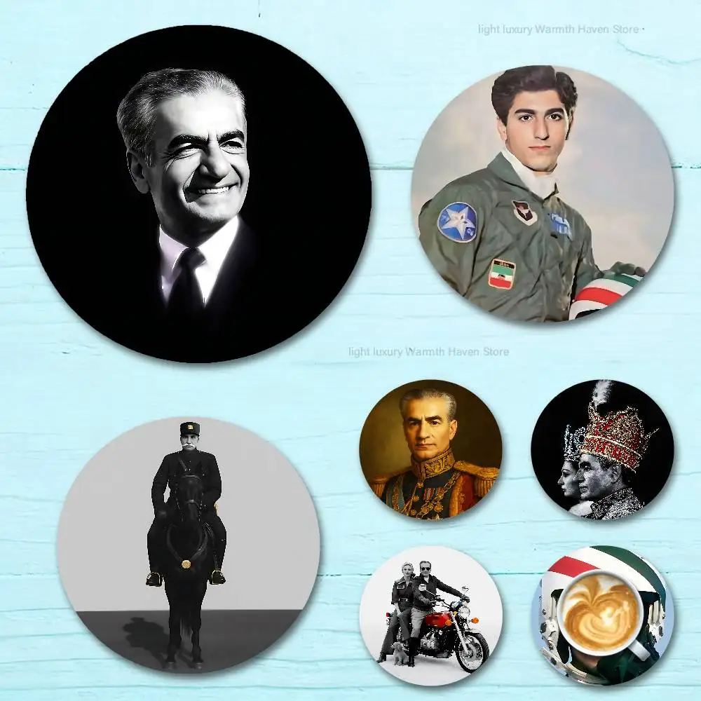 

King Mohammad Reza Shah Pahlavi Iran Wooden Coasters 10cm Round Cosplay Fans Collect Friends Gifts