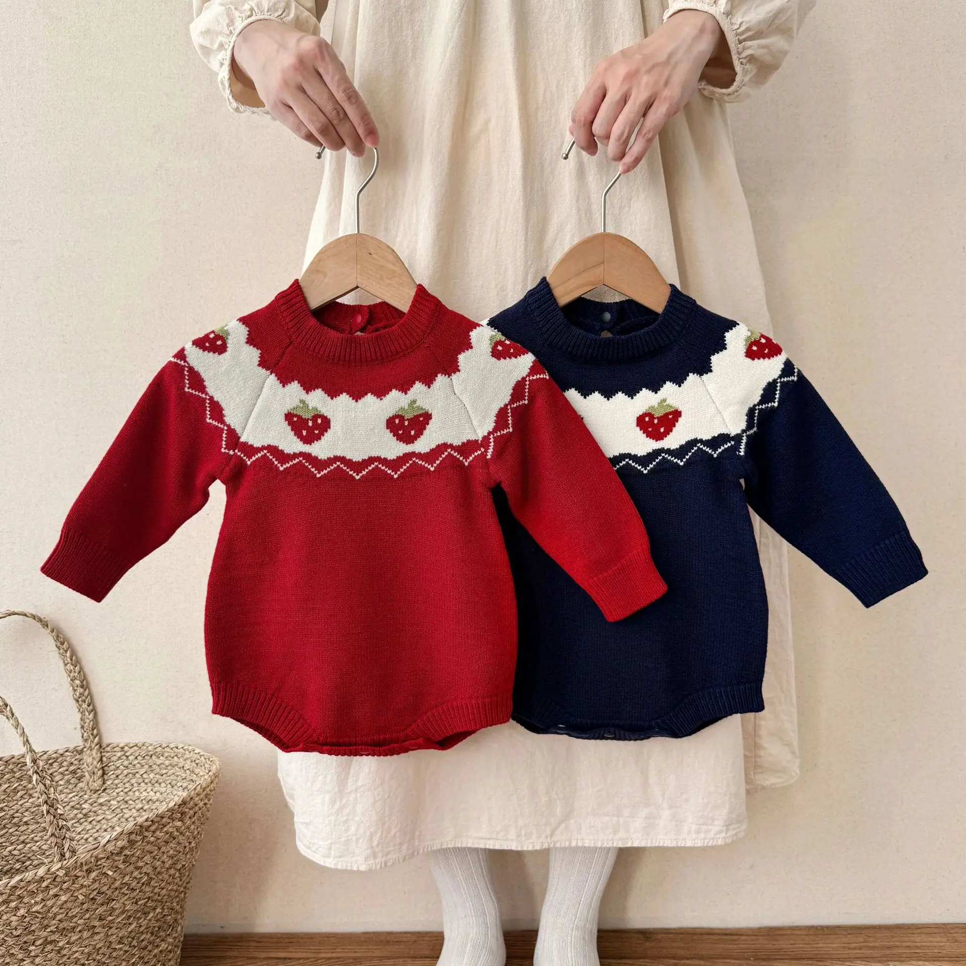0-24M Newborn Kid Baby Girl Winter Clothe Knit Baby Sweater Romper Long Sleeve Bodysuit Thick Warm Jumpsuit Cute Sweet Outfit