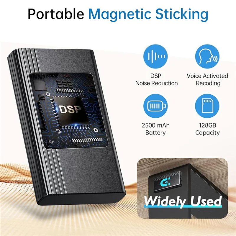 

B63B-128GB Цифровой диктофон, диктофон с голосовым управлением, 40-часовой диктофон для лекций, интервью, встреч, классной комнаты