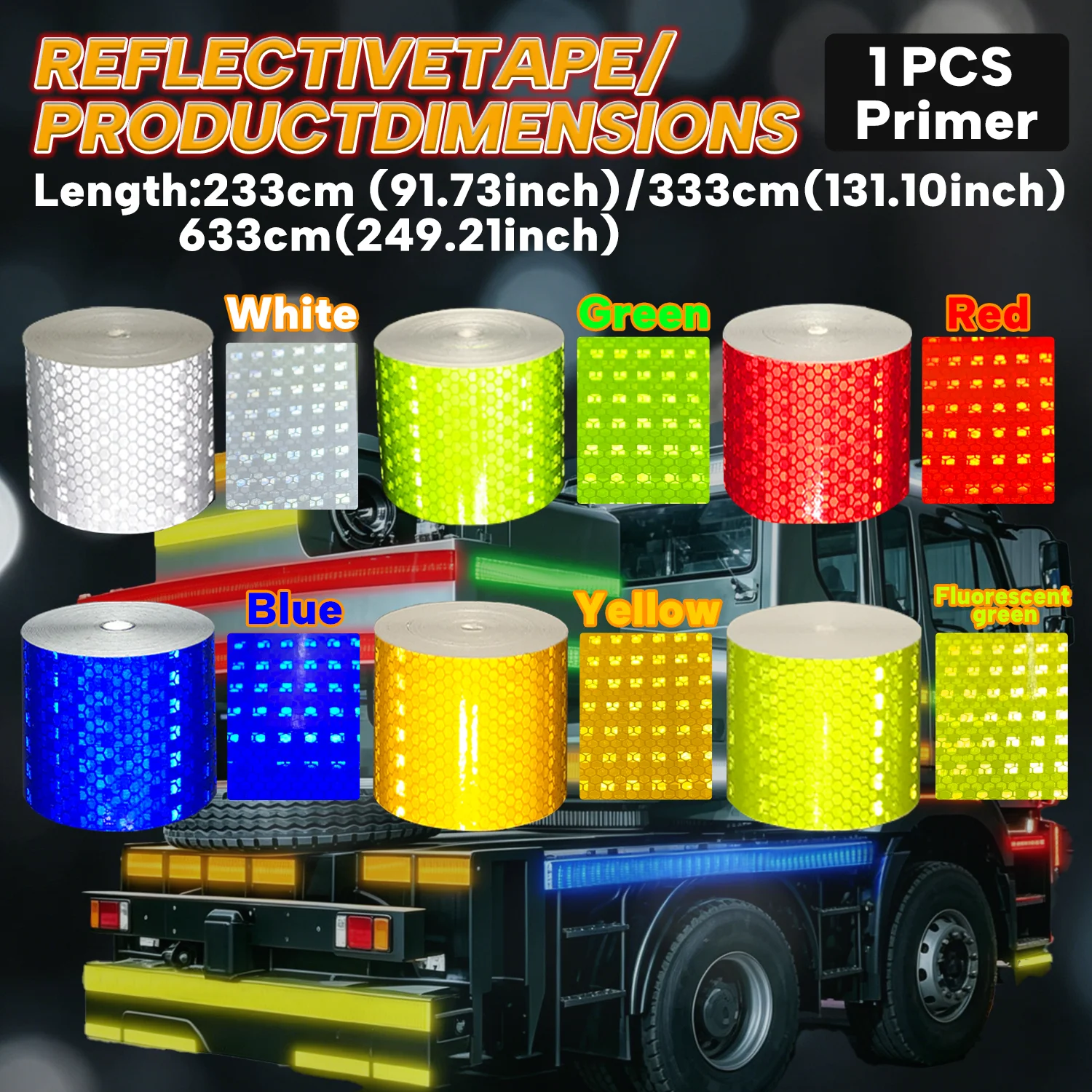 5cm Highly Reflective PVC Solid color Stickers Waterproof Self-Adhesive Safety Label Warning Stickers for Cars Motorcycles Truck