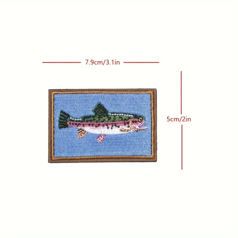 1pc River Trout Fishing Patch – Tactical Velcros Morale Badge Hook & Loop, Embroidered Applique for Outdoor Jackets, Backpacks
