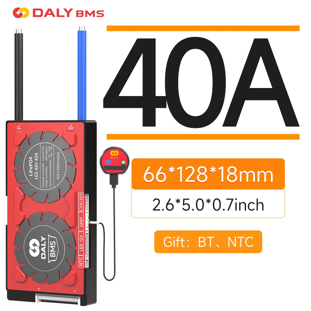 Daly Smart Lifepo 4 Bms 4S 12V 16S 48V 24V 36V 60V 72V 20S 80a 3S 7S 8S 10S 12S 13S 24S Rs485 Canbus Bluetooth app 18650 Zonne-Energie
