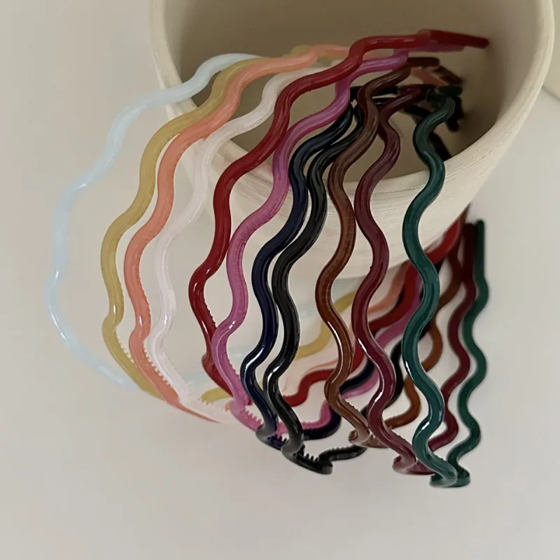 

2pc Cute Korean Wave Jelly Colored Headband, High-end Color Solid Hairband for Women Girls Washface Hair Accessories Hoop