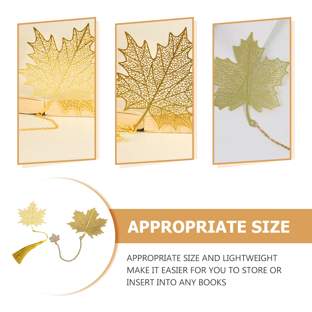 

2Pcs Brass Reading Bookmarks Maple Leaf Hollow-Out Page-Markers Lightweight Decorative Book Marker Gift for Book Lovers