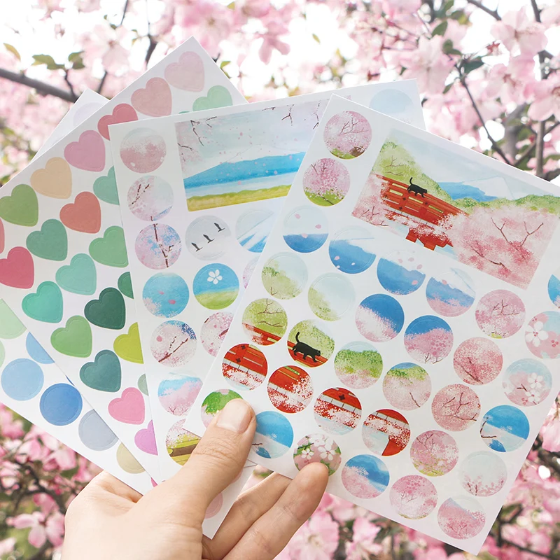 4 Sheets/Set Spring Cherry Blossoms Sakura Sticker Scrapbooking DIY Stationery Stickers