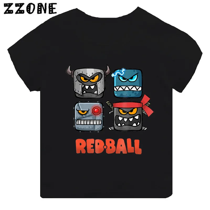 Hot Sale Red Ball 4 Print Cartoon Kids T-shirt Funny Girls Clothes Baby Boys Black Short Sleeve T shirt Children Tops,TH5849