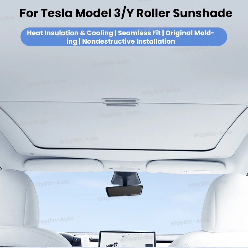 Tesla Sunshade For Model 3 y 2017-2024 Roof UV Protection Scroll Shade M3 Highland Car Sun Visor insulation Retractable Parts