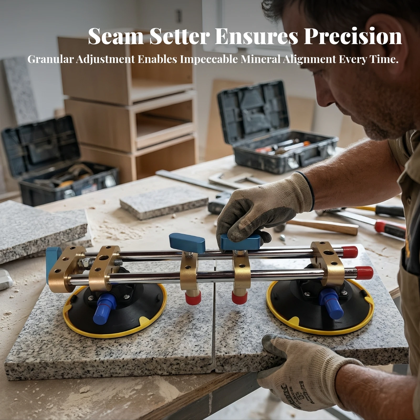 Vacuum Seam Setter with Suction Cups Heavy-Duty Stone Slab Installation Tool view 6