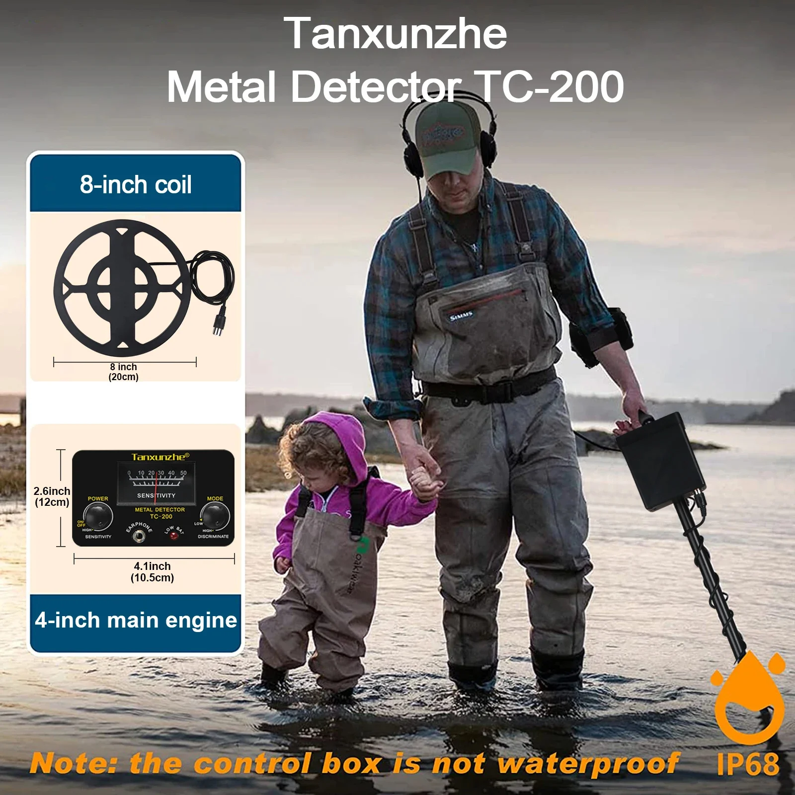 TC-200 Upgrade Metal Detector Underground Wire Iron Metal Gold Detector Tracker for Treasure Search Adjustable High sensitivity