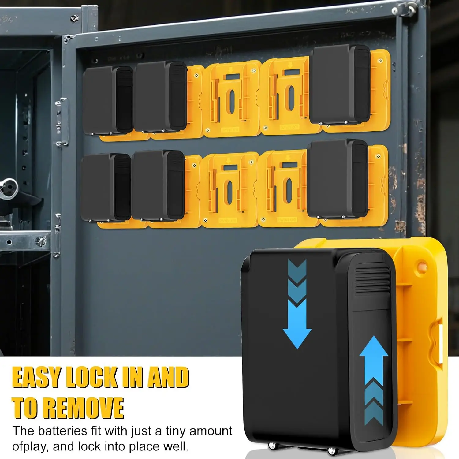 10er-Pack Batteriehalterungen passend für Dewalt 20V 60V Batterien DCB200 DCB201 DCB202 DCB203 DCB204 DCB205 DCB206 DCB208 – Detail 5