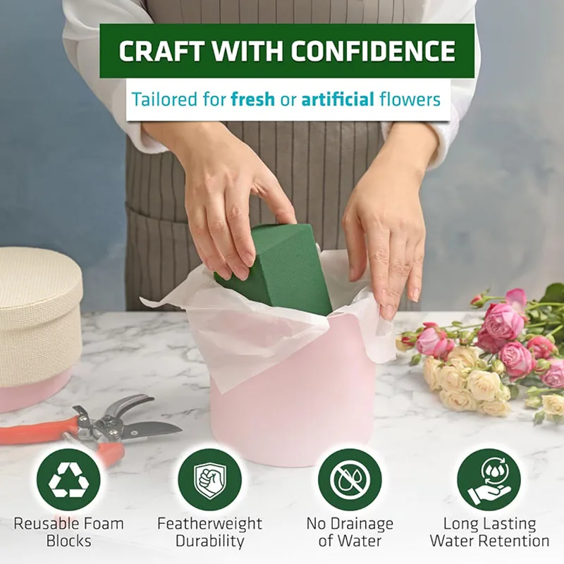 كتلة رغوة الزهور الخضراء DIY تشكيلة الزهور الإسفنج الجاف الرطب ماصة الطوب لزهرة عيد ميلاد الزفاف حديقة الديكور