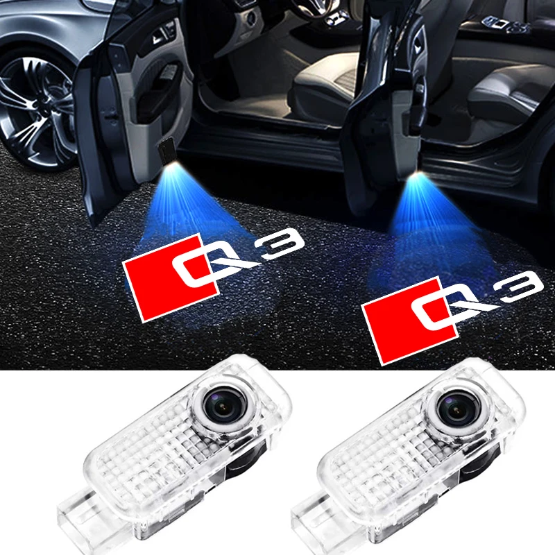 2pcs LED Car Door Laser Projector Lamp for Audi Q3 2012-2023 2013 2014 2019 2020 2021 2022 Courtesy Ghost Welcome Logo Lights