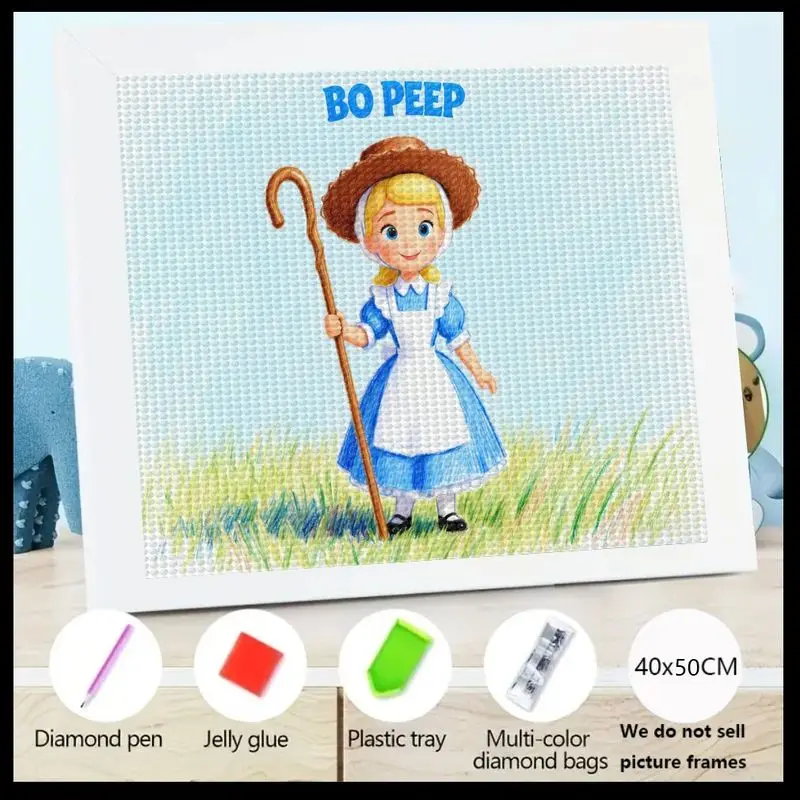 

1 шт. Bo Peep 5D набор для алмазной живописи, полная дрель DIY Crystal Diamond Art Set с милой мультяшной овчаркой и персоном, большой G