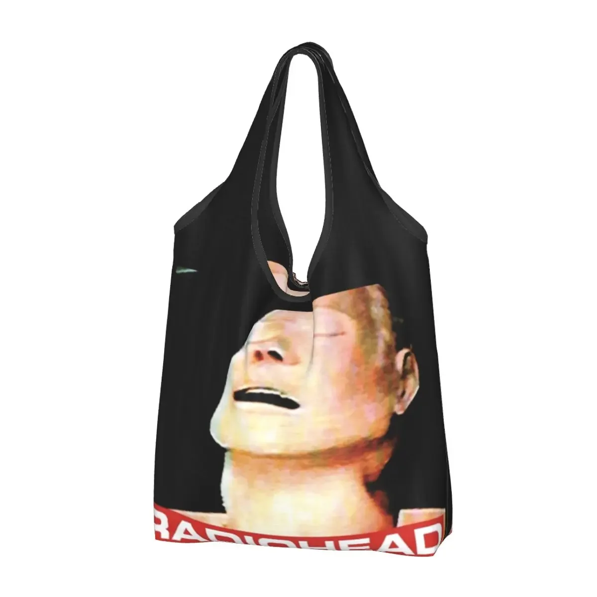 Rock Radiohead Grocery Bags Durable Large Reusable Recycle Heavy Duty Anime Shopping Eco Bag Washable Attached Pouch