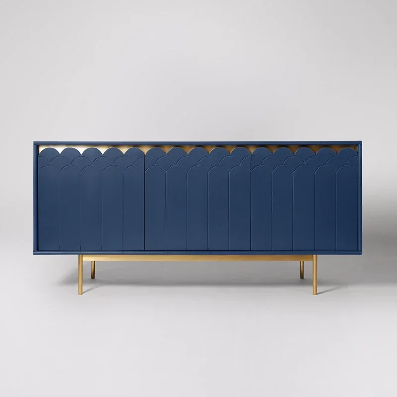 Nordic light luxury wabi sabi modern modern simple shell pattern storage three doors blue side cabinet TV cabinet