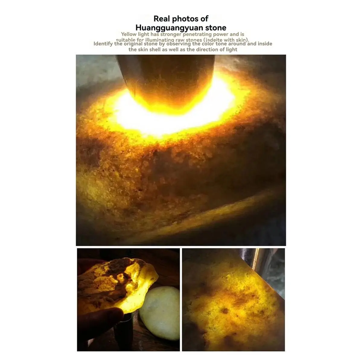 Budget-Friendly-Strong Light Three Light Sources Special Flashlight for Jade Professional Identification of Raw Stone Beeswax Je