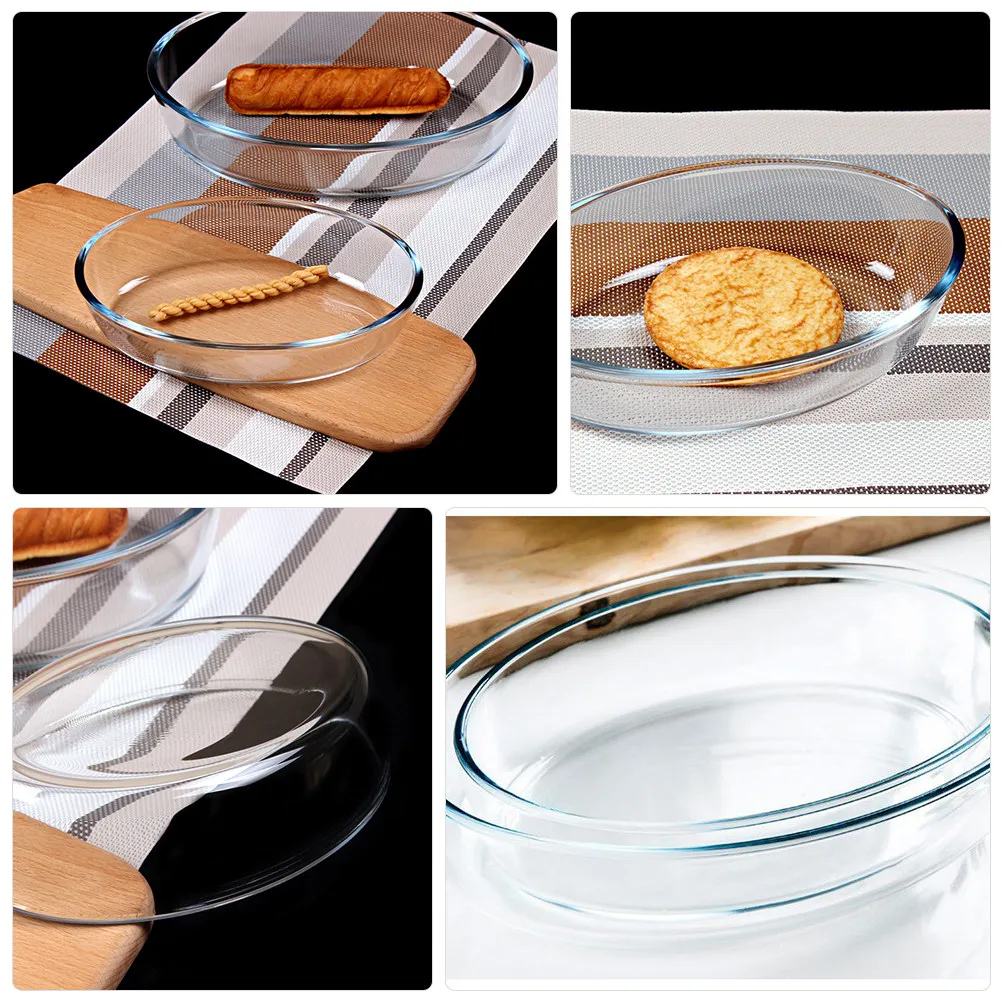 

1Pcs Heat Resistant Borosilicate Glass Clear Baking Tray Oven Microwave Safe Easy Clean Food Grade Plate Glass Pizza Plates