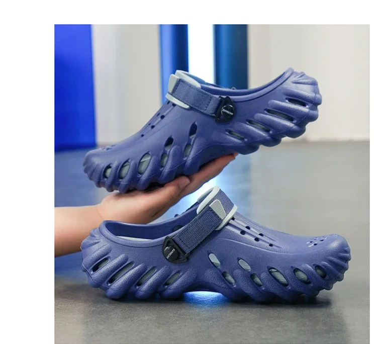 Marken-Herren-Slipper – Weiche und bequeme perforierte Outdoor-Schuhe, wasserdicht, höhenerhöhend, coole EVA-Fahrschuhe – Detail 12
