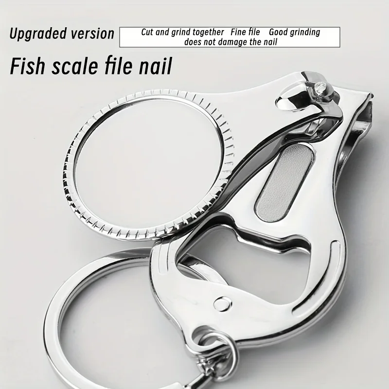 3 portable nail clippers, bottle openers, and keychains with concave blades, suitable for nails and nail care essentials