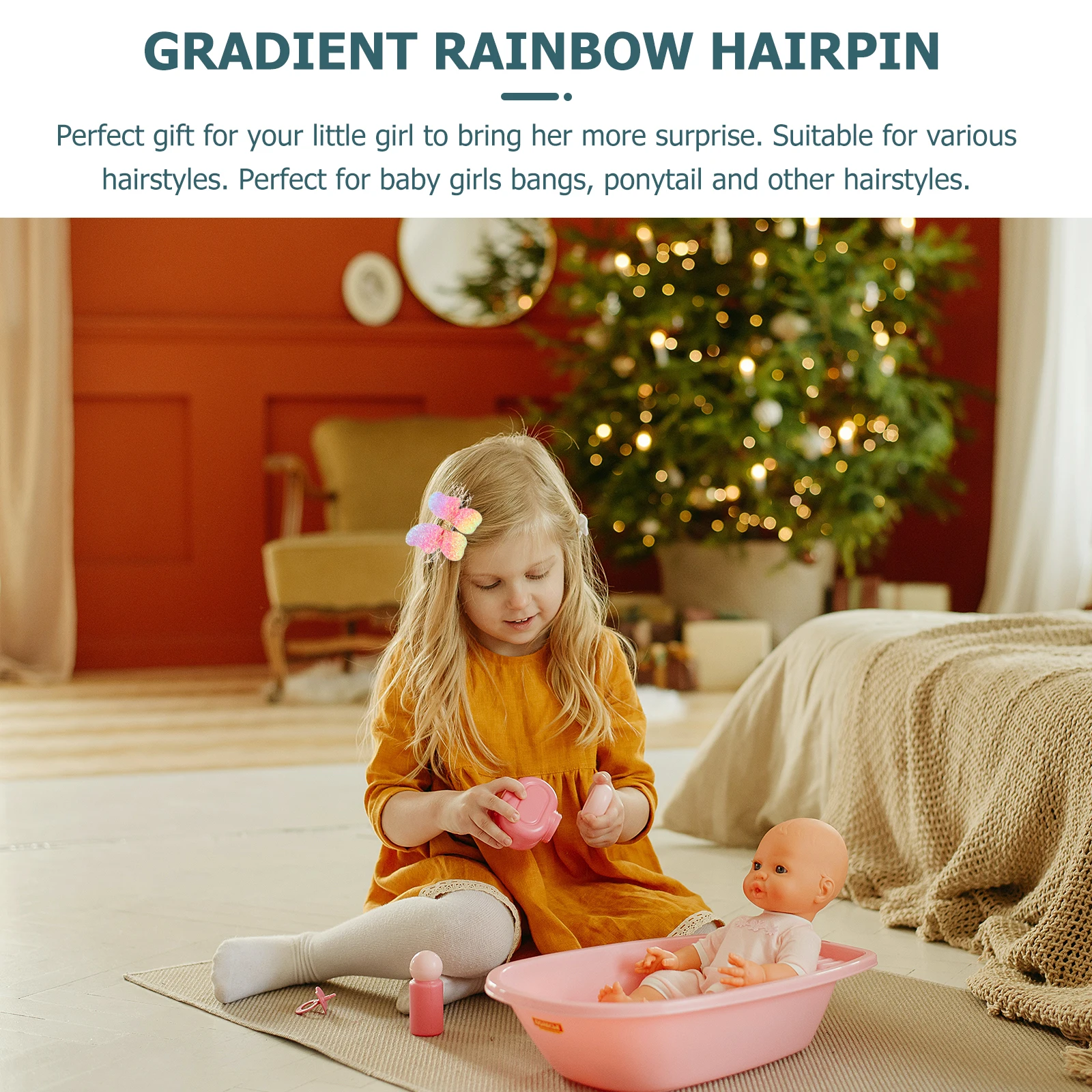 

2Pcs Colorful Sequin Rainbow Butterfly Hair Clips For Children Girls Accessories Ponytail Bangs