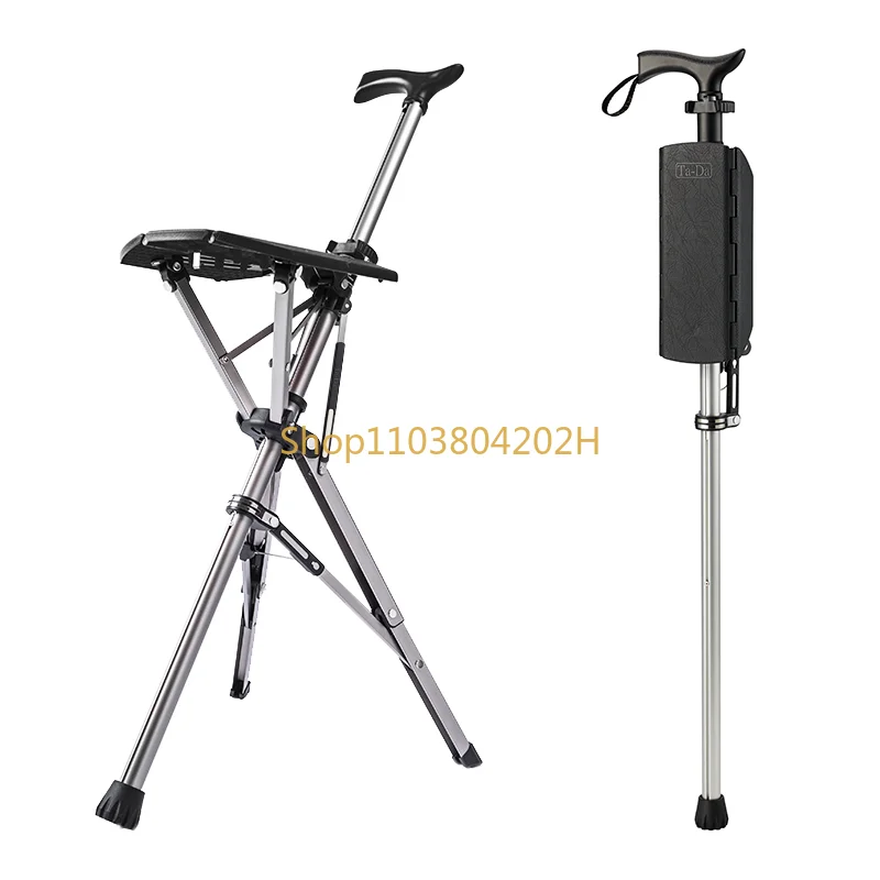 عكاز من سبائك الألومنيوم قابل للطي مانع الانزلاق ، عكاز كرسي محمول ، عصا للمشي