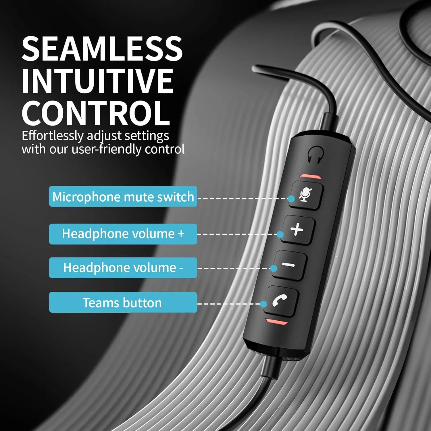 سماعة رأس Acer USB مع ميكروفون للكمبيوتر الشخصي، سماعة رأس سلكية مع ميكروفون لمراكز الاتصال بالعمل عن بعد للمكتب، تصميم مريح لارتداء طويل #4