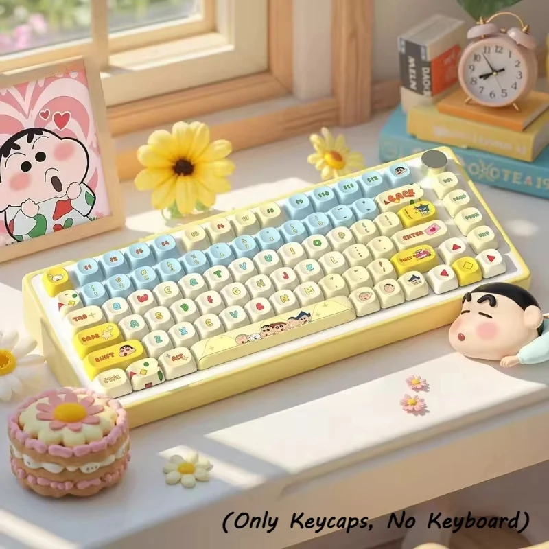 لوحة مفاتيح ميكانيكية كرتونية تلوين شين تشان مكونة من 112 مفتاحًا مجموعة أغطية مفاتيح موضوع أغطية مفاتيح Pbt التسامي الحراري ارتفاع مو غطاء مفاتيح متين #1