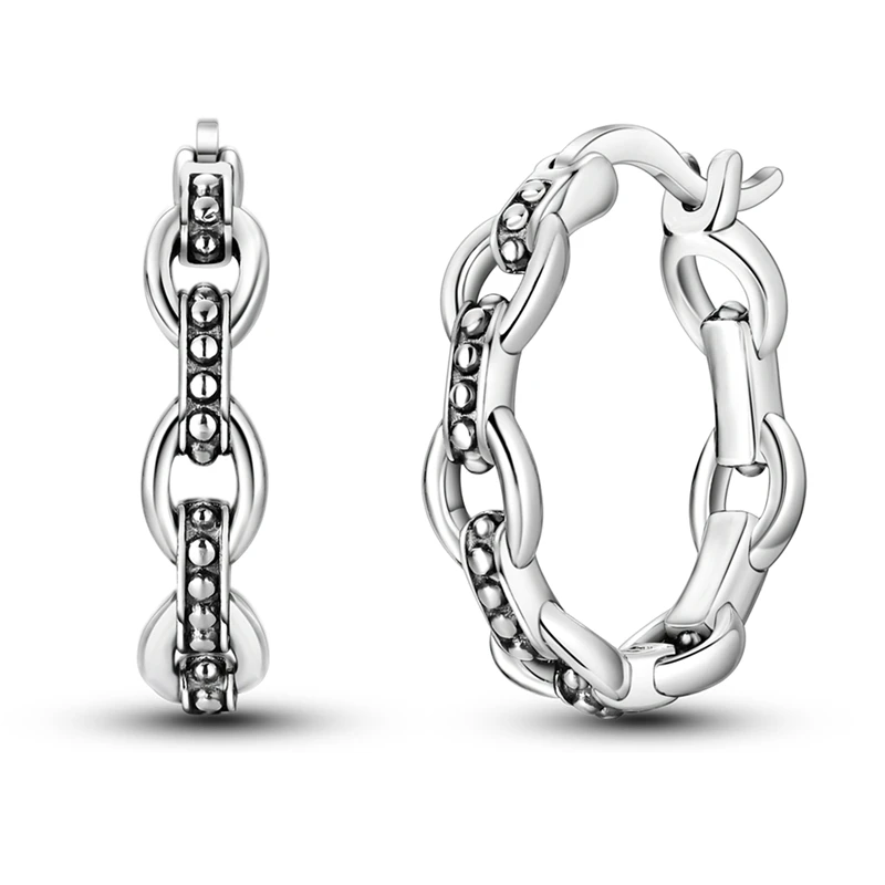 

925 Sterling Silver Earrings Women Sparkling Chain Hoop Earring For Anniversary Wedding Jewelry Gifts