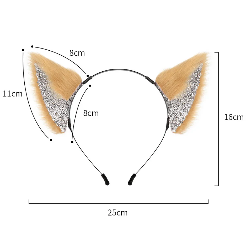 Anime Fox Ears Headband Kawaii rhinestone Fox Ears Headdress Hair Accessories JK Girl Halloween Party Cosplay Props Hair Hoop