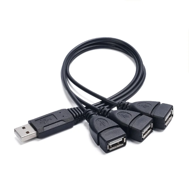 USB 2.0 Splitter Cable 1 Male to 3 Female Extension Cord Power Adapter Converter for PC Car Data Transmission Charging