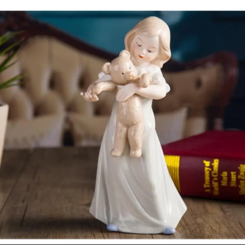 Modern Cute Ceramic Little Boy Girl Figure Sculpture Desktop Decoration Room Layout Home Birthday Present