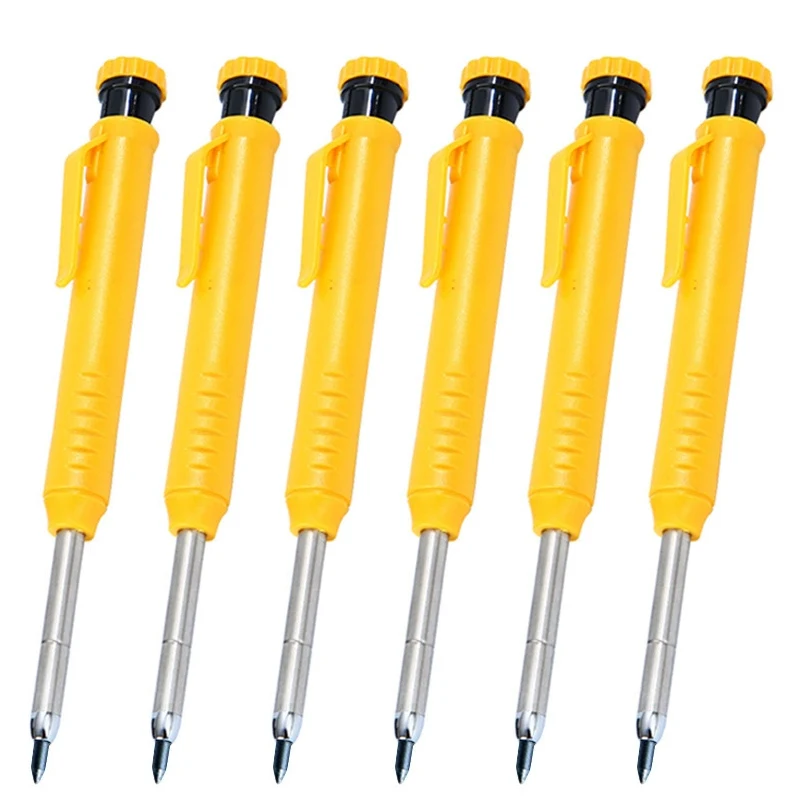 6 stuks mechanische potloden voor tekenen, houtbewerking en markeren, 2,8 mm lange kop timmermanspotlood, geschikt voor bouwwerkzaamheden