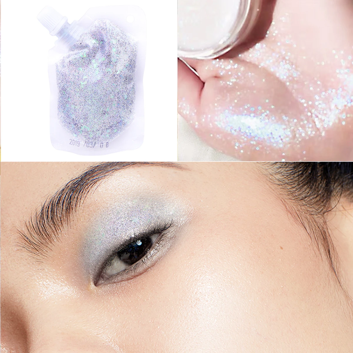 

Sequin Body Gel Silky Shine Color Long Lasting Chunky Glitter UV Paint for Body Hair Lip Eye Multi Purpose Festival Party Daily