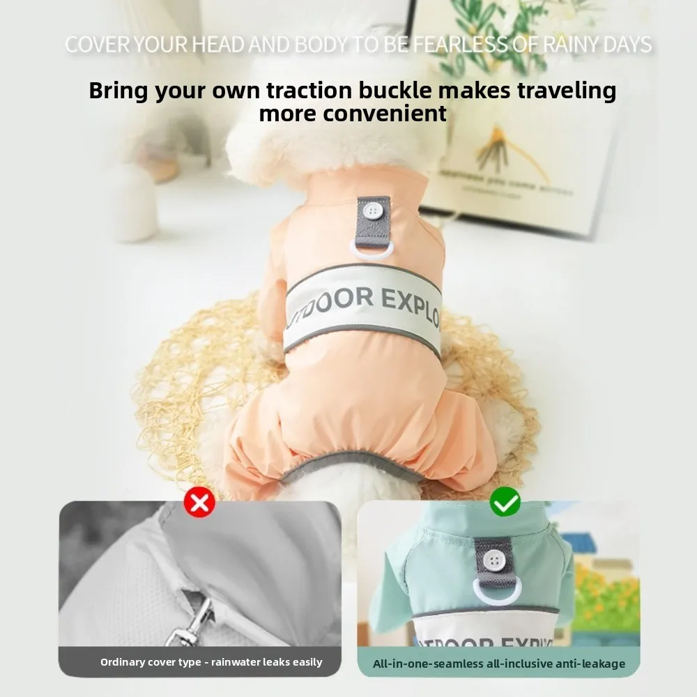 Manteau imperméable coupe-vent pour chiens, bretelles réglables avec anneau en D, couverture complète, antisalissure, manteau imperméable pour animaux de compagnie, temps de pluie