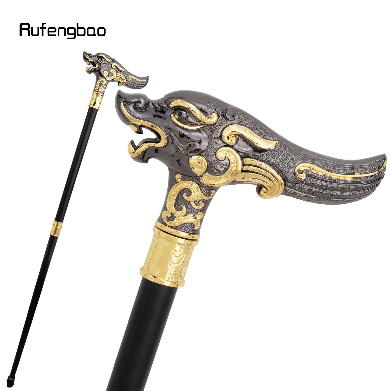 

Yellow Black Dragon Auspicious Clouds Fashion Stick Cane Decorative Cane Halloween for Cosplay and Parties, for Cosplay & Party