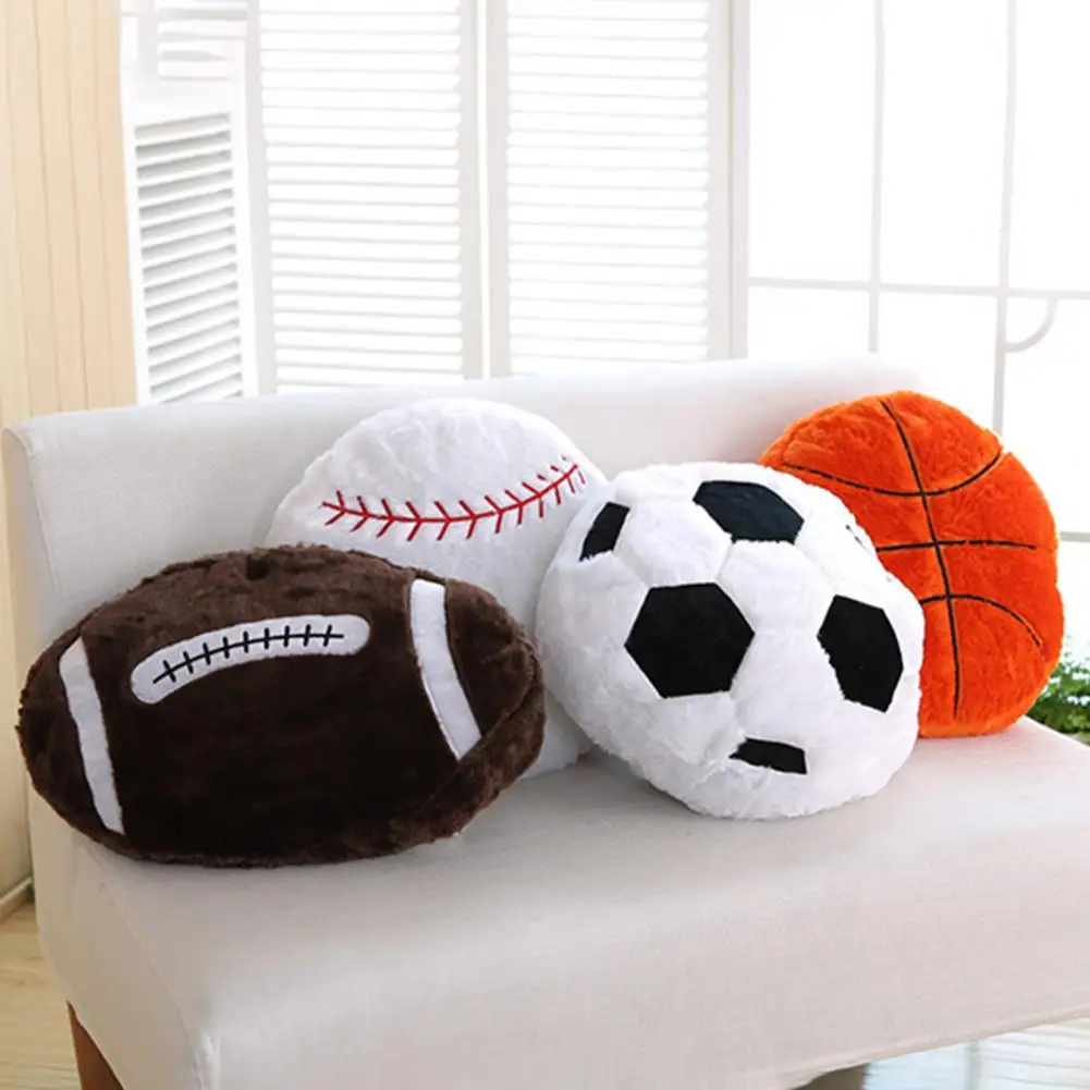 Basketball Soccer Stuffed Pillow Throw Pillow Ultra Soft Companionship Fluffy Simulation Rugby Ball Sofa Cushion Christmas Gift