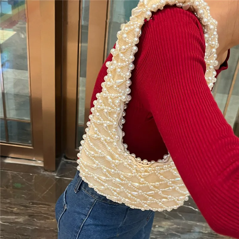 Bags For Woman Luxury Bags Designers Italian Bag  Aesthetic Hand Woven Pearl Women Tote Bag Banquet Bag Evening Bag Handbags