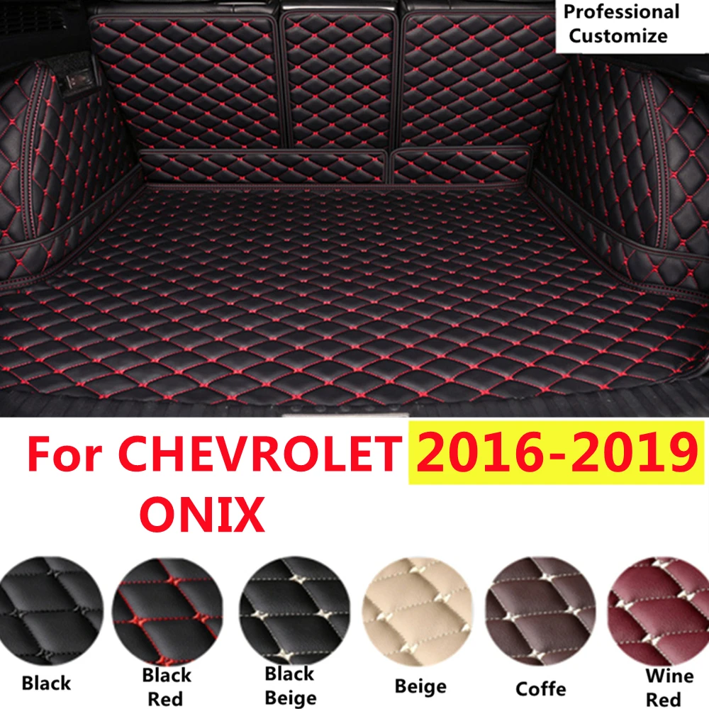 

SJ Full Set Custom Fit For CHEVROLET ONIX 2019 2018-2016 Auto Fittings Car Trunk Mat Tail Boot Tray Liner Rear Cargo XPE Leather