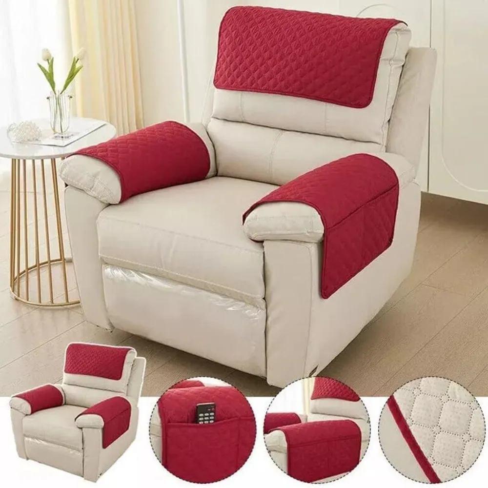 1 Seater Quilted Recliner Sofa Covers Elastic Sofa Protector Relax Armchair Cover Lounge Home Pets Anti-Scratch تلبيسة كنب مخمل