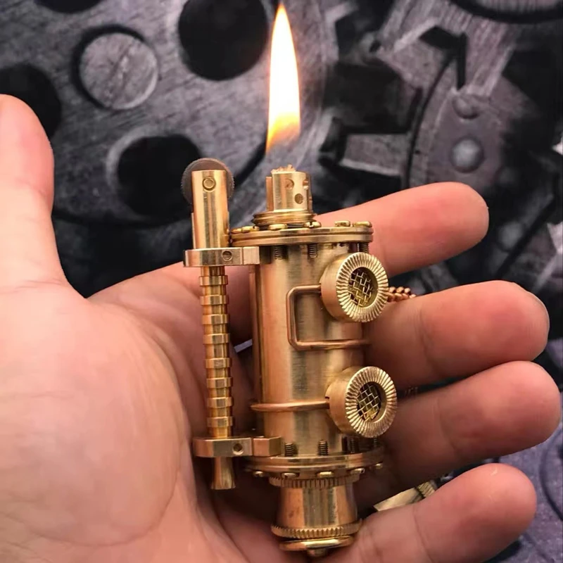 Creative Vintage Brass Lighter Steampunk Submarine Retro Nostalgic Series Petroleum Gasoline Lighter 90*42mm 190g