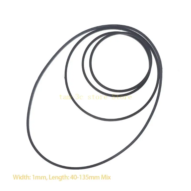 100 Buah 1Mm Sabuk Mesin Pita Kaset Persegi Ukuran Campuran Berbagai Macam Sabuk Umum untuk Perekam Walkman Repeater DVD D0UA