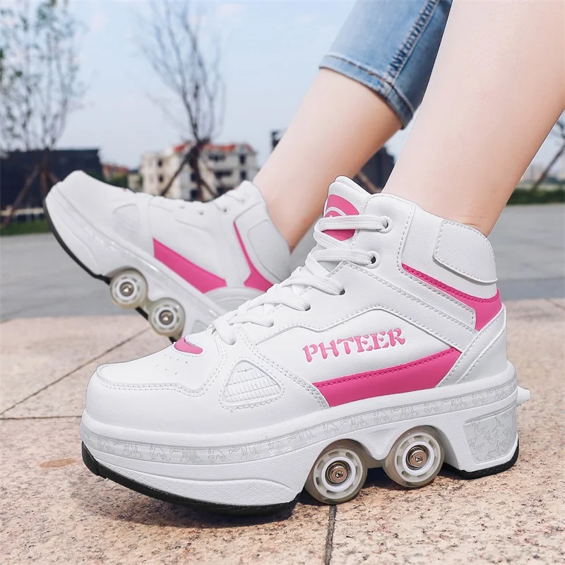 Classic Fashionable Simple Skating Shoes With Two Wheels Suitable For Students' Outdoor Sports And Leisure Activities Skate