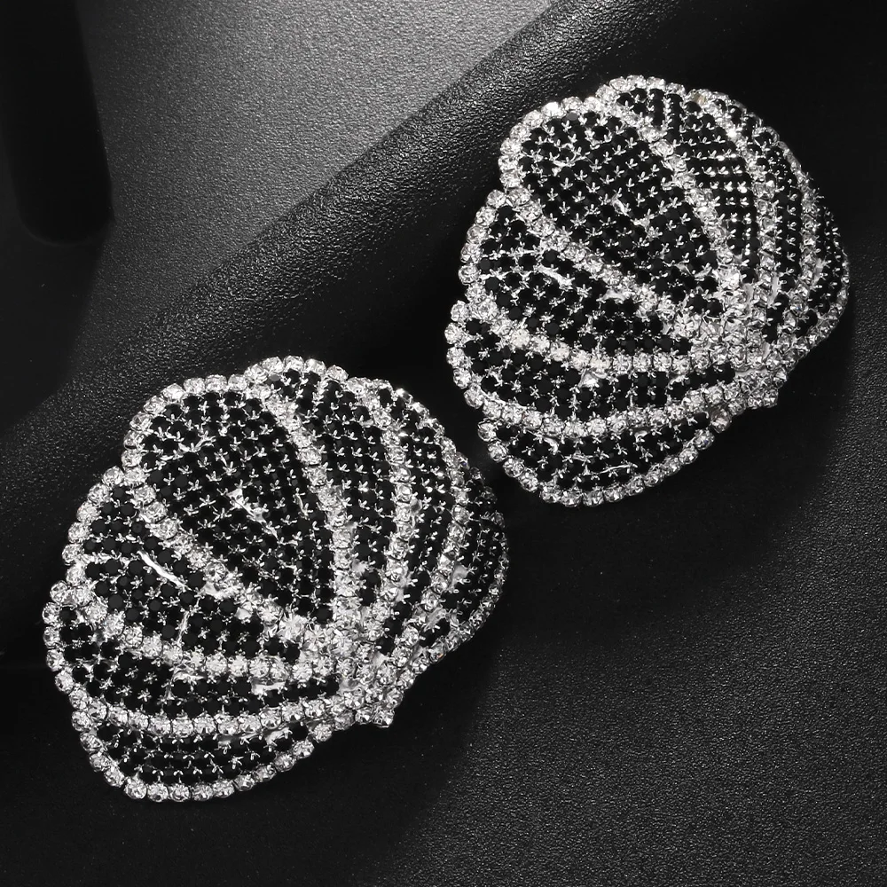 Stonefans Black Rhinestone Nipple Stickers Body Jewelry for Women Sexy Solid Shell Chest Patch Bra Cover Chest Body Accessories