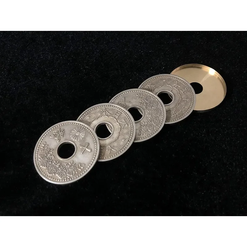 Japanese Ancient Coin Set (4 Coins 1 Shell) by Oliver Magic Tricks Coin Vanish Magia Close Up Illusion Gimmicks Mentalism Prop